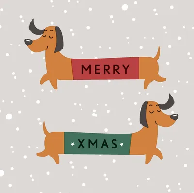 Produktbild von 20 Servietten Merry Dachshund - Dackel wünschen frohe Weihnachten 33x33cm