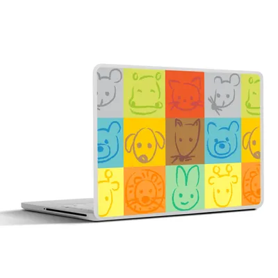 Produktbild von MuchoWow® Laptop Aufkleber Sticker Cover Tiere - Muster - Kinder - Regenbogen 25x18 cm - Laptop-Deko