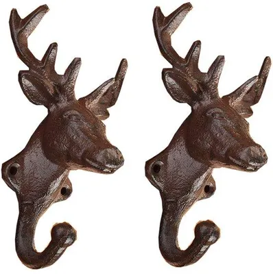 Produktbild von Ibenzoa® Gusseiserne Geweih-Wandhaken 2er-Set – Vintage Garderobenhaken, 25 kg Tragkraft, 11 x 7 x 16 cm, robustes Deko- und Aufhängeset