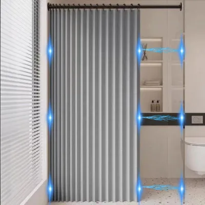 Obrázek produktu pro Magnetická sprchová závěsa, vodotěsná, s háčky, rozměry 100 x 200 cm