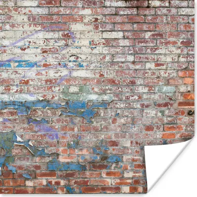 Produktbild von MuchoWow® Poster Backstein - Straßenkunst - Wand 50x50 cm - Wohnzimmerdekoration