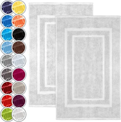 Immagine prodotto di Badmat - Set di 2 - 50 x 80 cm - 100% cotone - Lavabile in lavatrice - Assorbente - Bianco