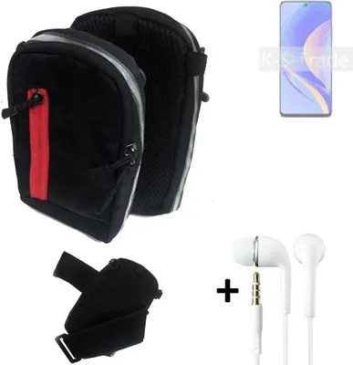 Produktbild von K-S-Trade Outdoor Gürteltasche Holster Umhängetasche + Kopfhörer kompatibel mit Huawei Enjoy 50 Pro schwarz Handy Tasche Case travelbag