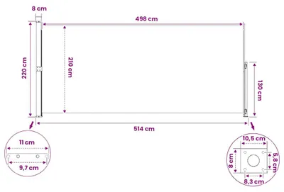 Imagen del producto de vidaXL, toldo lateral extensible, 220x514 cm, color crema