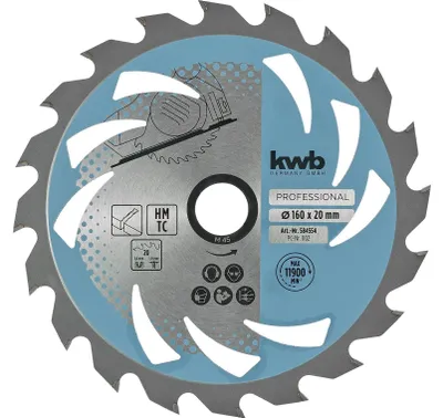 Produktbild von kwb Kreissägeblatt 160 x 20 mm, leichtgängig, speziell für Akkumaschinen, Sägebl