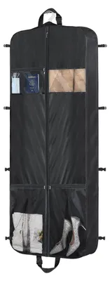 Image de Housse à vêtements, longue, 152 x 60 cm, avec 5 compartiments à fermeture éclair, dotée d'une poignée de transport réglable et d'un compartiment à chaussures, housse de voyage respirante