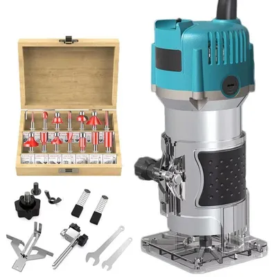 Immagine prodotto di Fresatrice elettrica per legno – fresatrice per bordi, 800W – 220V – 33000 giri/min – per fresature e incisioni – spina di tipo C (standard europeo)