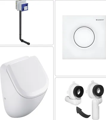 Produktbild von VIGOUR DERBY Urinal spülrandlos mit SoftClose Deckel und Geberit Zubehör, weiß