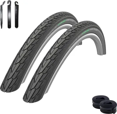 Produktbild von 2 x Schwalbe Road Cruiser K-Guard Fahrradreifen Schwarz 47-203 (12 1/2 x1.75) + 2 Schwalbe Schläuchen DV1 inkl. Reifenheber