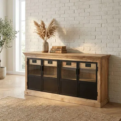 Immagine prodotto di Milani Home - Mobile in legno di mango con 2 ante cm 180 l x 45 p x 90 h