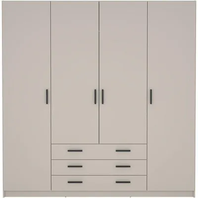 Produktbild von VEGA Kleiderschrank – Kaschmirdekor – 4 Türen + 3 Schubladen – B 195,5 x T 49,8 x H 200,4 cm