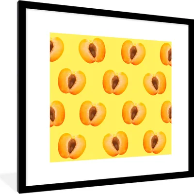 Produktbild von MuchoWow® MuchoWow® Gerahmtes Poster Pfirsich - Pastell - Muster 40x40 cm - Poster mit zchwarzem Bilderrahmen - Poster - Plakat im Rahmen