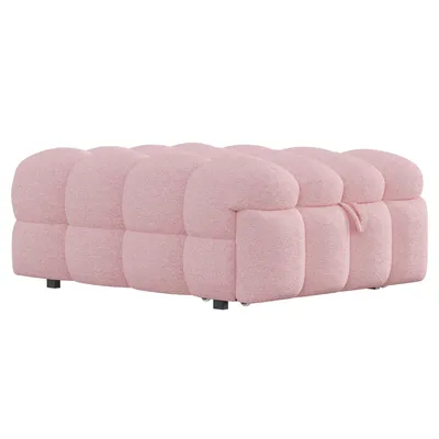 Produktbild von Merax 2-in-1 Fußhocker Schlafsofa Tagesbett aus Teddy-Stoff, Gästebett mit Schaumstoffpolsterung, Polsterbett klappbar, 183x76x42 cm, Rosa