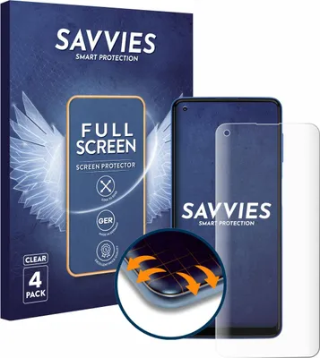 Produktbild von 4x Savvies Fullscreen Schutzfolie für Motorola Moto G Power 2021 Displayschutz Folie Fullcover Klar Transparent