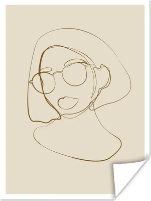 Produktbild von MuchoWow® Poster Frau - Linienkunst - Minimalismus 90x120 cm - Wohnzimmer