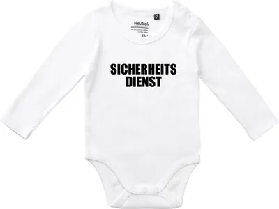 Produktbild von Huuraa Baby Body Sicherheitsdienst Schriftzug 62 White  Baumwolle Fairtrade Langarmbody Geschenkidee