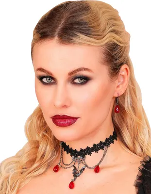 Produktbild von Schmuckset Vampir (Halskette/Halsband und Ohrringe)