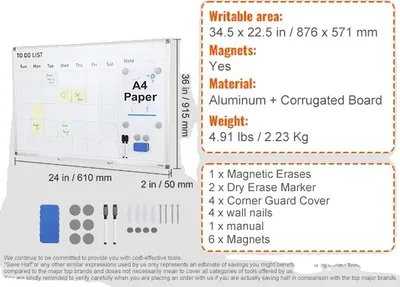 Produktbild von Mobiles Whiteboard, beidseitig beschreibbar, höhenverstellbar, 36x24 Zoll magnetisch