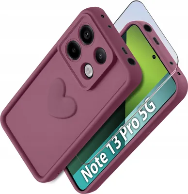 Zdjęcie produktu dla Etui do Xiaomi Redmi Note 13 Pro 5G silikonowe MATOWE serce + Szkło 9H
