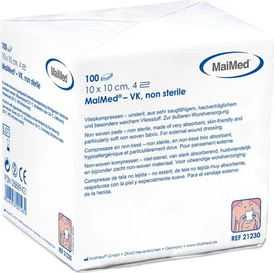 Obrázok produktu pre MaiMed VK, 4-násobné obklady z netkanej textílie, nesterilné, 100 ks, 10 x 10 cm