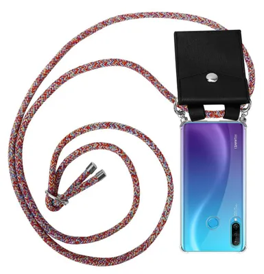 Produktbild von Cadorabo Schutzhülle für Huawei P30 LITE Hülle in Rot Handy Kette Kordel abnehmbares Etui