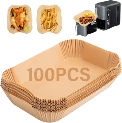 Produktbild von Backpapier fš¹r Hei?luftfritteuse, 100 Stš¹ck šC Airfryer Backpapier fš¹r Ninja, kompatibel mit 7.5-10L AF300EU, AF400EU, Princess, Dual Zone