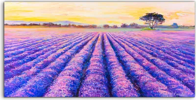 Produktbild von Coloray Glasbild 140x70  Wandbild Glasbilder Deko Lavendel Baum Abstrakt farbenfroh