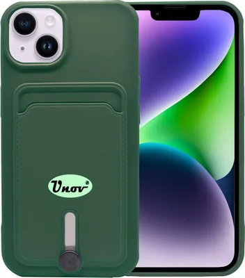 Image de Étui Silicone Pour Apple Iphone 14 Plus Vert + Porte-Monnaie À Carte