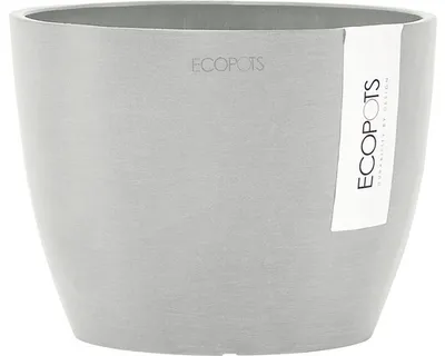 Produktbild von Pflanztopf Ecopots Stockholm Kunststoff matt Ø 16 cm H 12,5 cm grauweiß