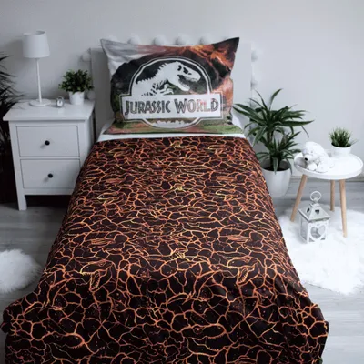 Dinosaurier Bettwäsche-Set 4-teilig – Jurassic Park Design Mit Kissenbezügen & Spannbettlaken