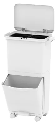 Produktbild von GOPLUS 36 L Mülleimer 3 Fächer, Tretmülleimer mit 4 Rollen, 2 herausnehmbaren Behältern, seitliche Griffe, Mülltrennsystem mit Deckel für Küche, Büro