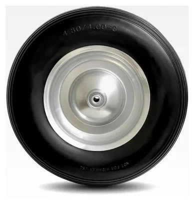 Produktbild von Schubkarrenrad aus Vollgummi mit Achse grau, Pannensicher, Ersatzrad mit Metallfelge