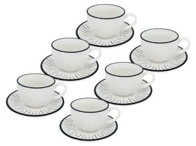 Obrázok produktu pre Sada 6 ks – šálka a tanierik na cappuccino Alba Dash, 200 ml