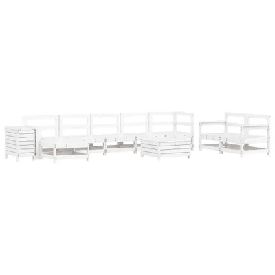 Produktbild von 10-tlg. Garten-Sofagarnitur Weiß Massivholz Kiefer