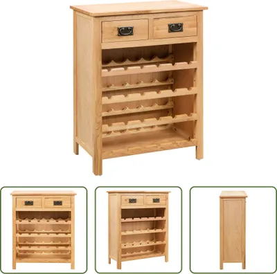 Produktbild von The Living Store Weinschrank 72x32x90 cm Massivholz Eiche