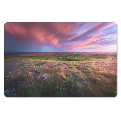 Produktbild von MuchoWow® Schreibtischunterlage Sonnenuntergang - Blumen - Heidekraut 60x40 cm - XXL Mauspad - Großes Mauspad