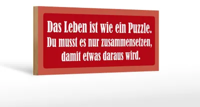 Produktbild von Holzschild Spruch 27x10cm Leben ist wie Puzzle