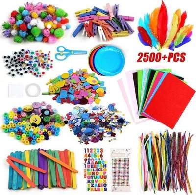 Produktbild von Famanu Bastelset 2500+ Teile - Kreatives Bastelmaterial für Kinder 4-12 Jahre