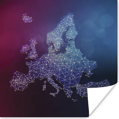 Produktbild von MuchoWow® Poster Karten - Europa - Digital 100x100 cm - Babyzimmer