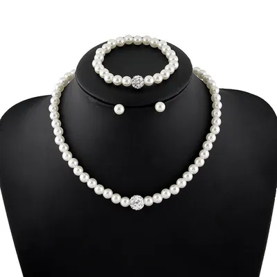 Immagine prodotto di Gioielli con collana di perle orecchini bracciali corrispondenti nuova collana di perle se