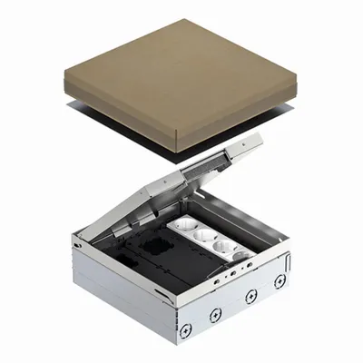 Obrázok produktu pre OBO Podlahová nádrž Bettermann Vertr kompletná 2x2-f.VDE zásuvka UDHO (7427300)