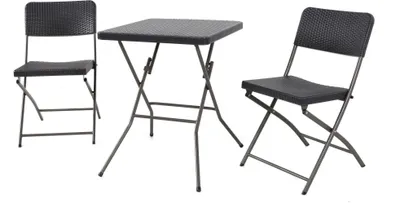 Produktbild von Bistroset 3-tlg. HDPE Balkonset Rattan-Optik Balkonmöbel Sitzgruppe