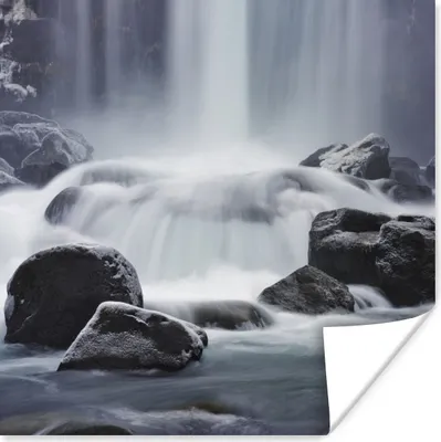 Produktbild von MuchoWow® Poster Wasserfall - Steine - Natur 30x30 cm - Wandposter - Printing
