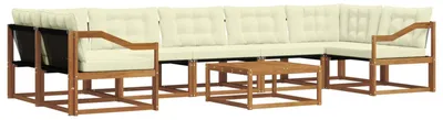 Produktbild von vidaXL Outdoor-Sofagarnitur mit Kissen 8 pcs Natur und Creme