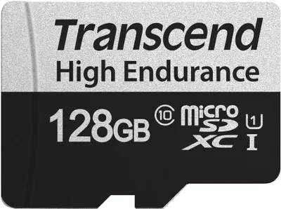 Produktbild von Transcend 350V, 128 GB, MicroSDXC, Klasse 10, UHS-I, 95 MB/s, 45 MB/s