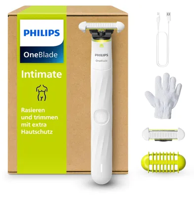 Produktbild von Philips OneBlade Intimate - rasieren und trimmen mit extra Hautschutz, Modell QP