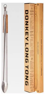 Produktbild von Grillzange, 81,3 cm, extra lange Edelstahlzange mit Holzgriffen und Flaschenöffner