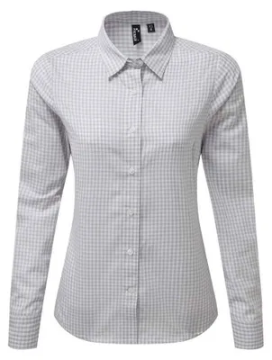 Imagen del producto de Premier - Camisa de manga larga para mujer "Maxton" (LT4981) (Talla XS) (Plata/Blanco)
