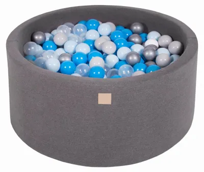 Image de Piscine à balles grise avec balles Bleu / Transparent / Bleu clair / Argent / Gris