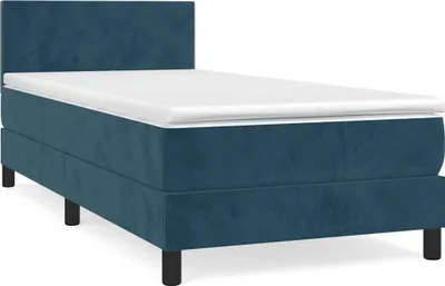 Obrázek produktu pro vidaXL Postel Boxspring s matrací Dark Blue 90x200 cm Velvet